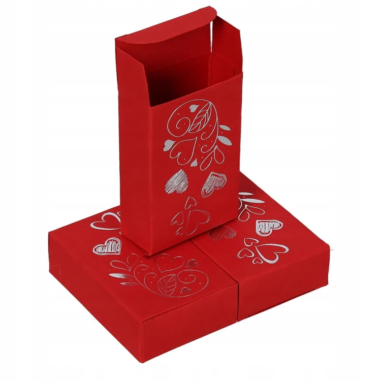 Pudełko czerwone z sercami małe Kartonik 7*4,5*2 cm 50 szt. dla zakochanych