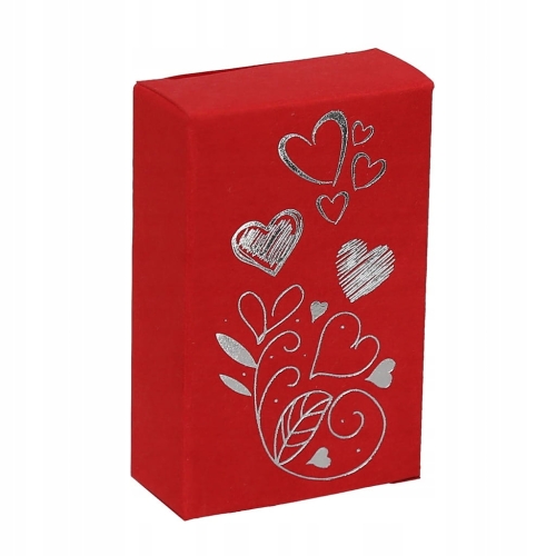 Opakowanie czerwony Kartonik Pudełeczko srebrne serduszka 7*4,5*2cm 100 szt