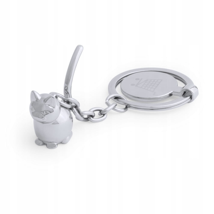 Brelok do kluczy kot kociak śliczny kotek z żetonem na zakupy do wózka